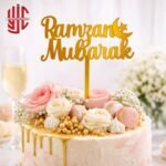 Acrylic Ramazan Mubarak English Cake Topper Golden