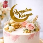 Acrylic Ramdan Kareem Cake Tags 5 Pieces Pack Golden