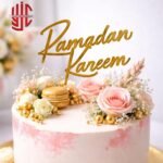 Acrylic Ramadan Kareem English Cake Tags 5 Pieces Pack Golden