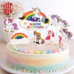 Unicorn Theme Paper Cake Topper 7 Pieces Set