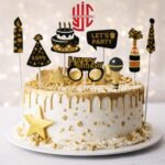 Lets Party Theme Paper Cake Topper 8 Pieces Set