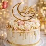 Eid Mubarak Acrylic Cake Topper Golden Arabic Style