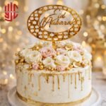 Eid Mubarak Stars Acrylic Cake Topper Golden English