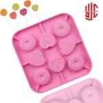 Silicon Swirl Heart Round Lollipop Mold 8 Cavities - Image 2