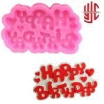 Silicon Happy Birthday With Hearts Chocolate Mold