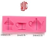 Silicon Tea Kettle Cup Cake Paste Mold 3 Cavities - Image 2