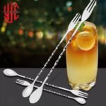 Imported Cocktail Fork & Stirrer Spoon Stainless Steel