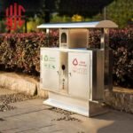 Imported Stainless Steel Two Door Outdoor Dustbin