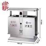 Imported Stainless Steel Two Door Outdoor Dustbin - Image 3