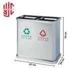 Imported Stainless Steel Outdoor Two Portion Dustbin - Image 2