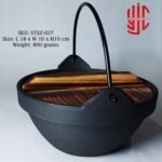 Imported Sizzler Wok Cast Iron With Wood Cover