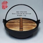 Imported Sizzler Wok Cast Iron With Wood Cover - Image 2