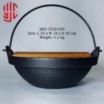 Imported Sizzler Wok Cast Iron With Wood Cover - Image 3