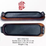 Imported Sizzler Dish Long Rectangle Cast Iron 38cm