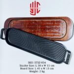 Imported Sizzler Dish Long Rectangle Cast Iron 38cm - Image 2